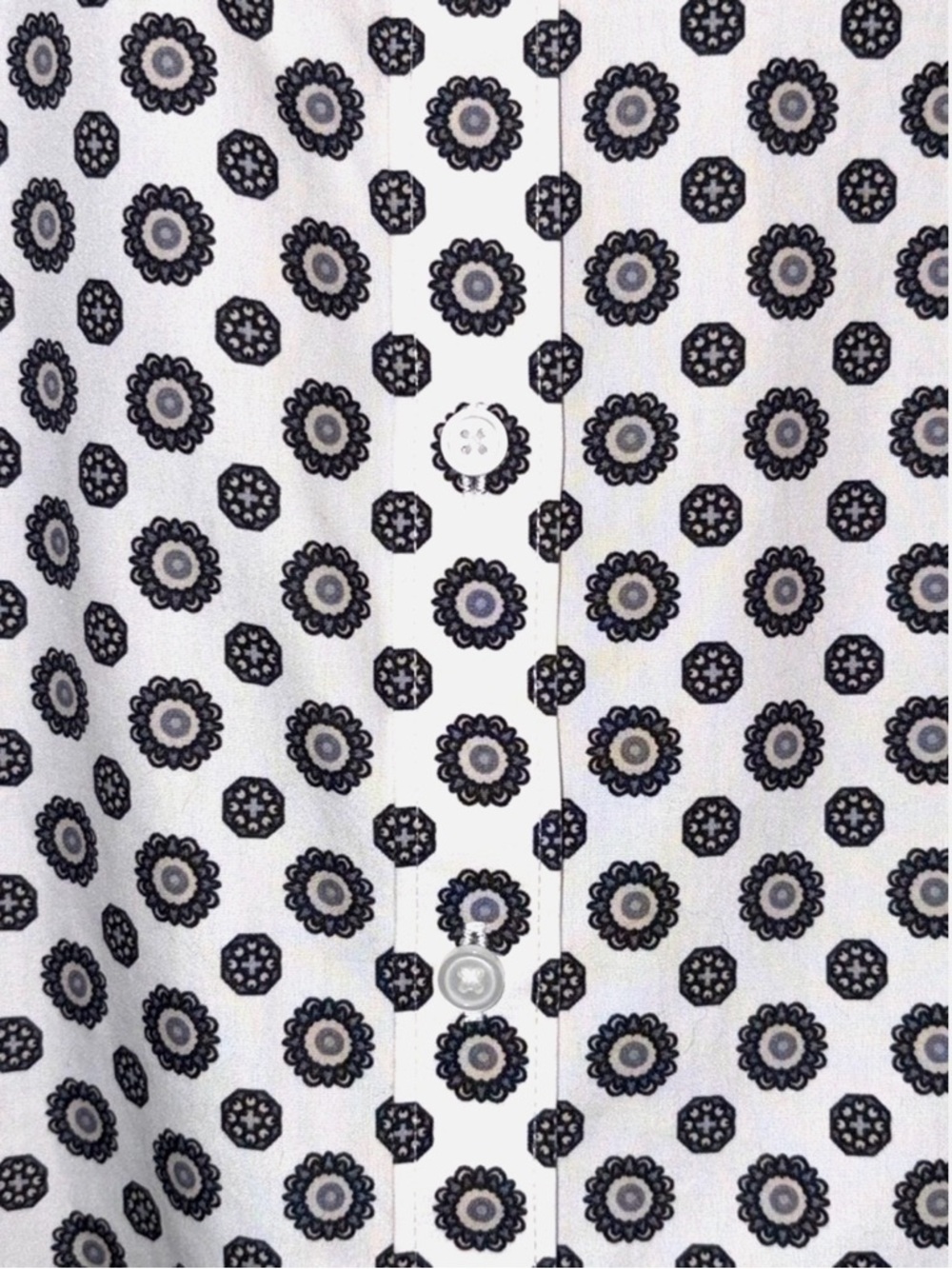 Lands’ End No Iron Button Front Shirt Women’s 18 Black White Geometric - Picture 5 of 14